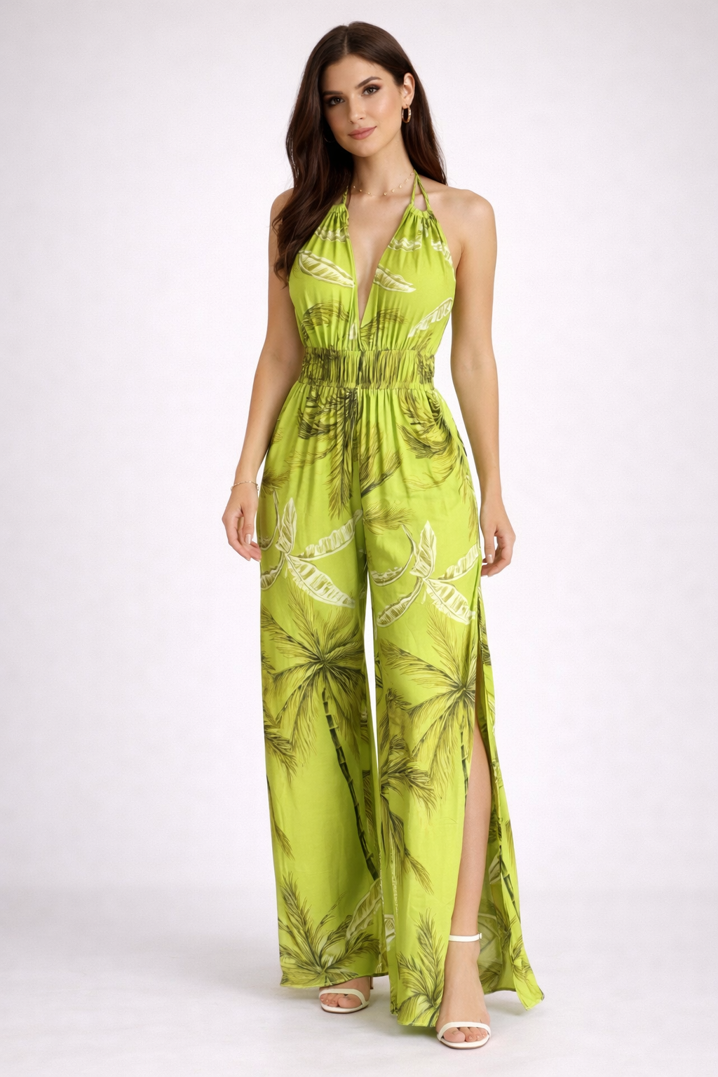 Tropical Lime Wide-Leg Jumpsuit