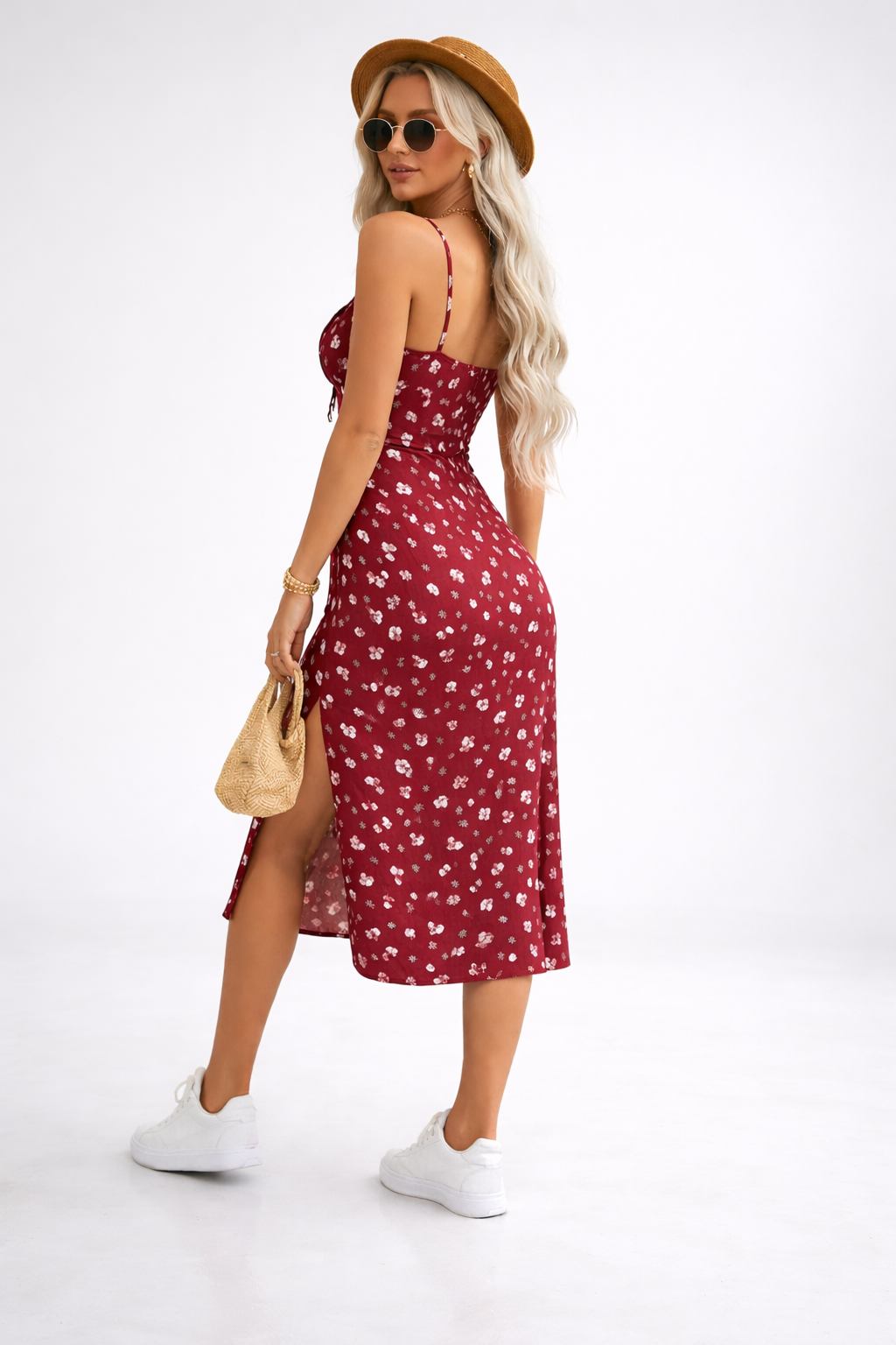 The Amelie Red Floral Midi