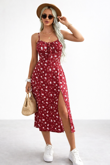 The Amelie Red Floral Midi
