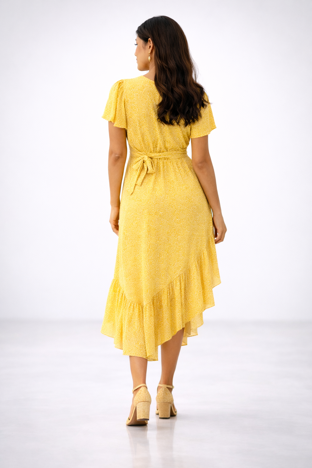 Sunny Ditsy Floral Ruffle Wrap Dress