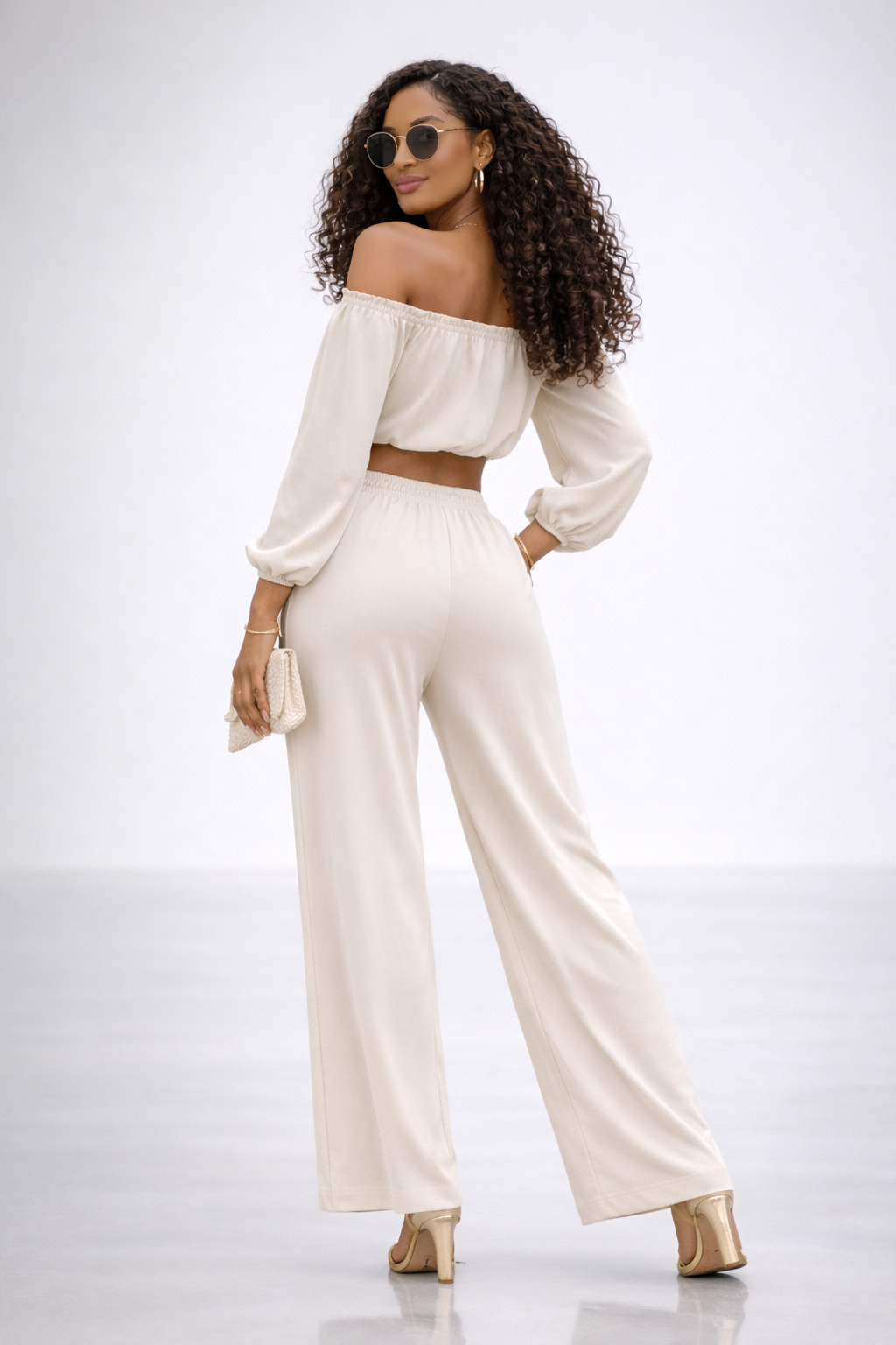 Stone Beige Bardot Lounge Co-ord Set