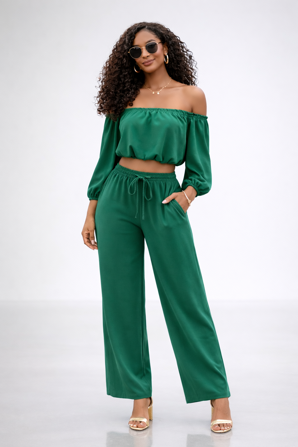 Emerald Bardot Lounge Co-ord Set