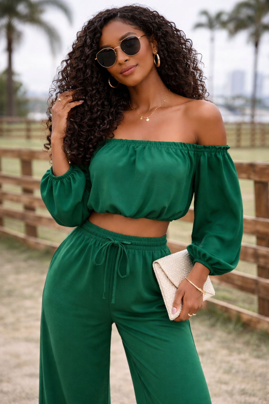 Emerald Bardot Lounge Co-ord Set