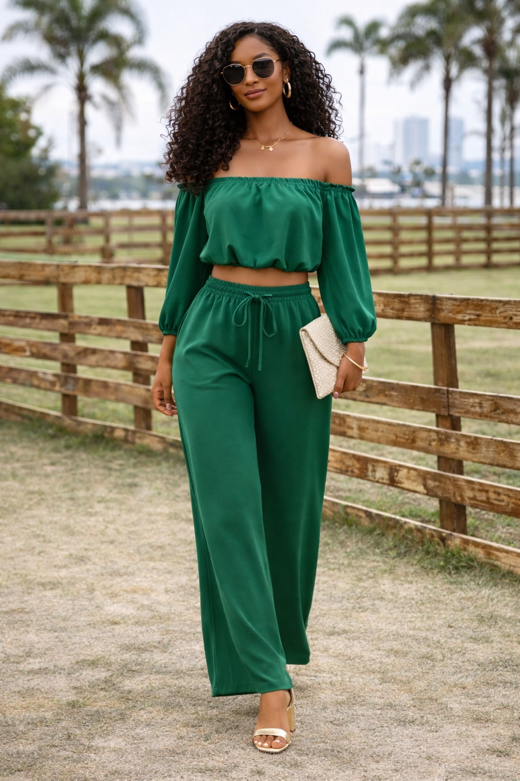 Emerald Bardot Lounge Co-ord Set