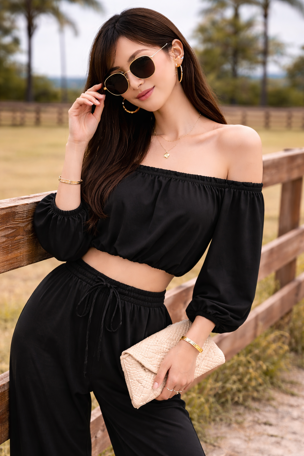 Midnight Bardot Lounge Co-ord Set