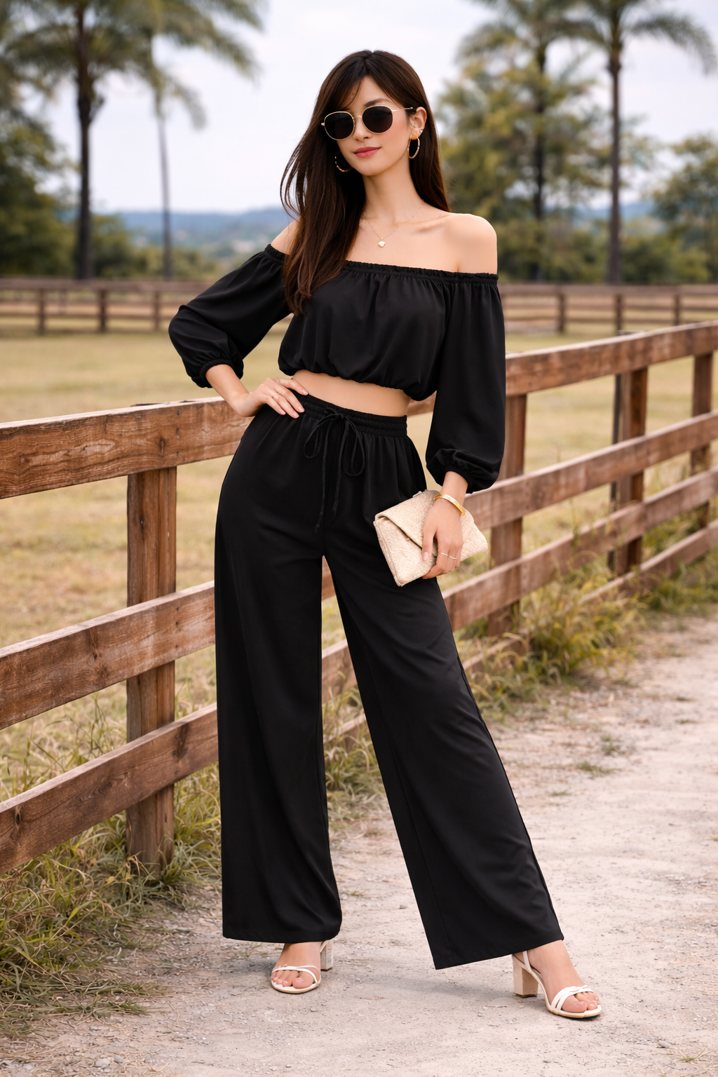 Midnight Bardot Lounge Co-ord Set
