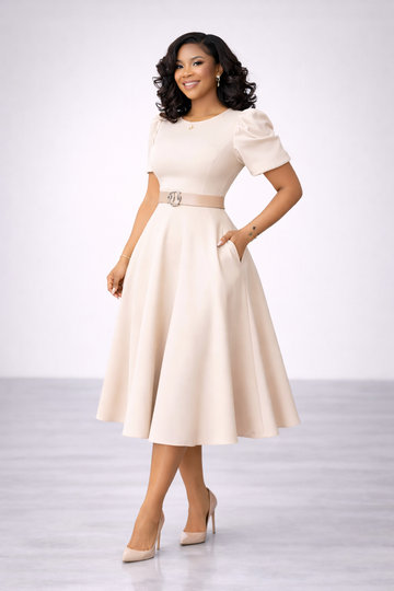 The Audrey Belted Midi Dress
