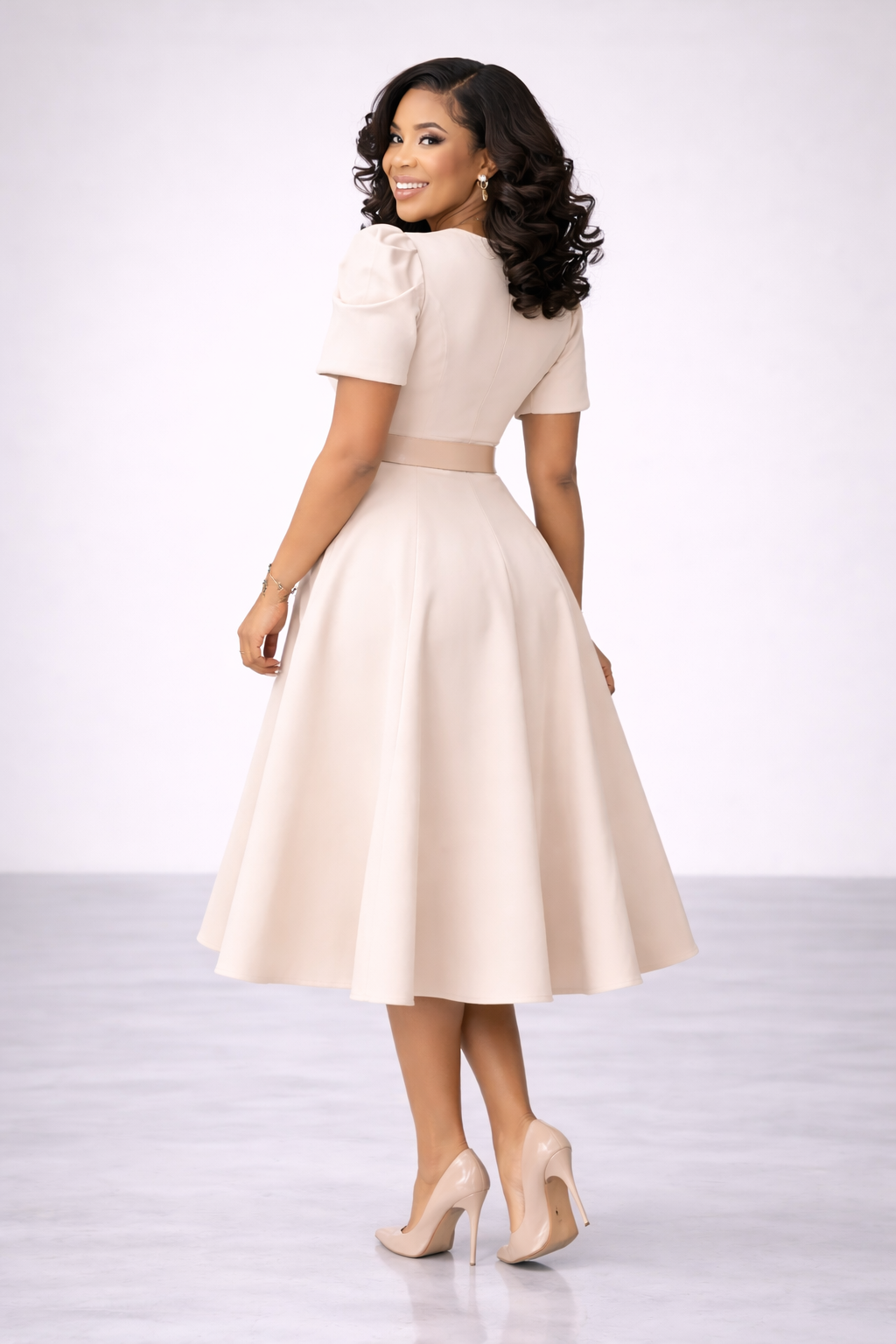 The Audrey Belted Midi Dress