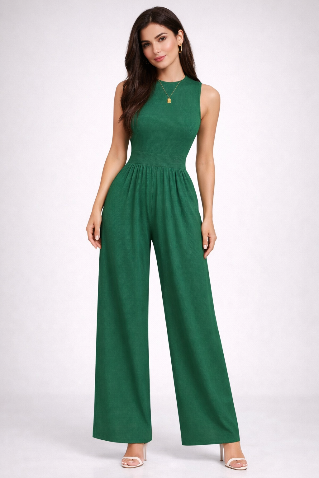 Emerald High-Neck Wide-Leg Jumpsuit