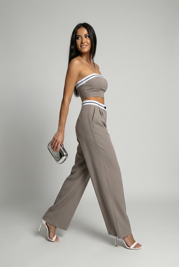 Taupe Contrast Bandeau Co-ord Set