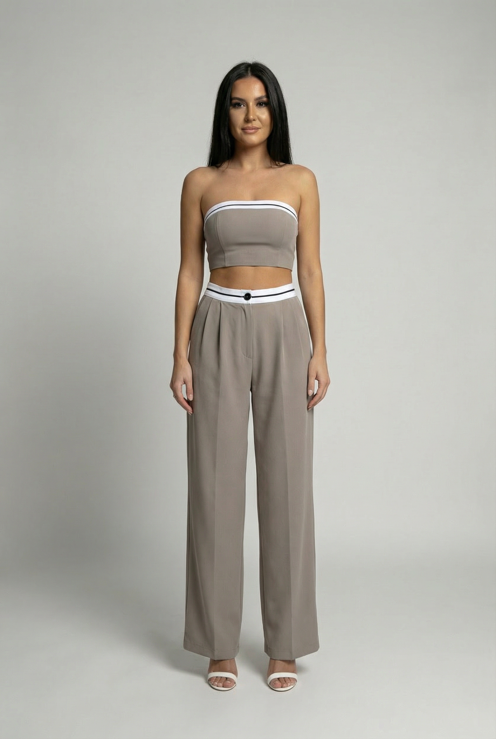 Taupe Contrast Bandeau Co-ord Set