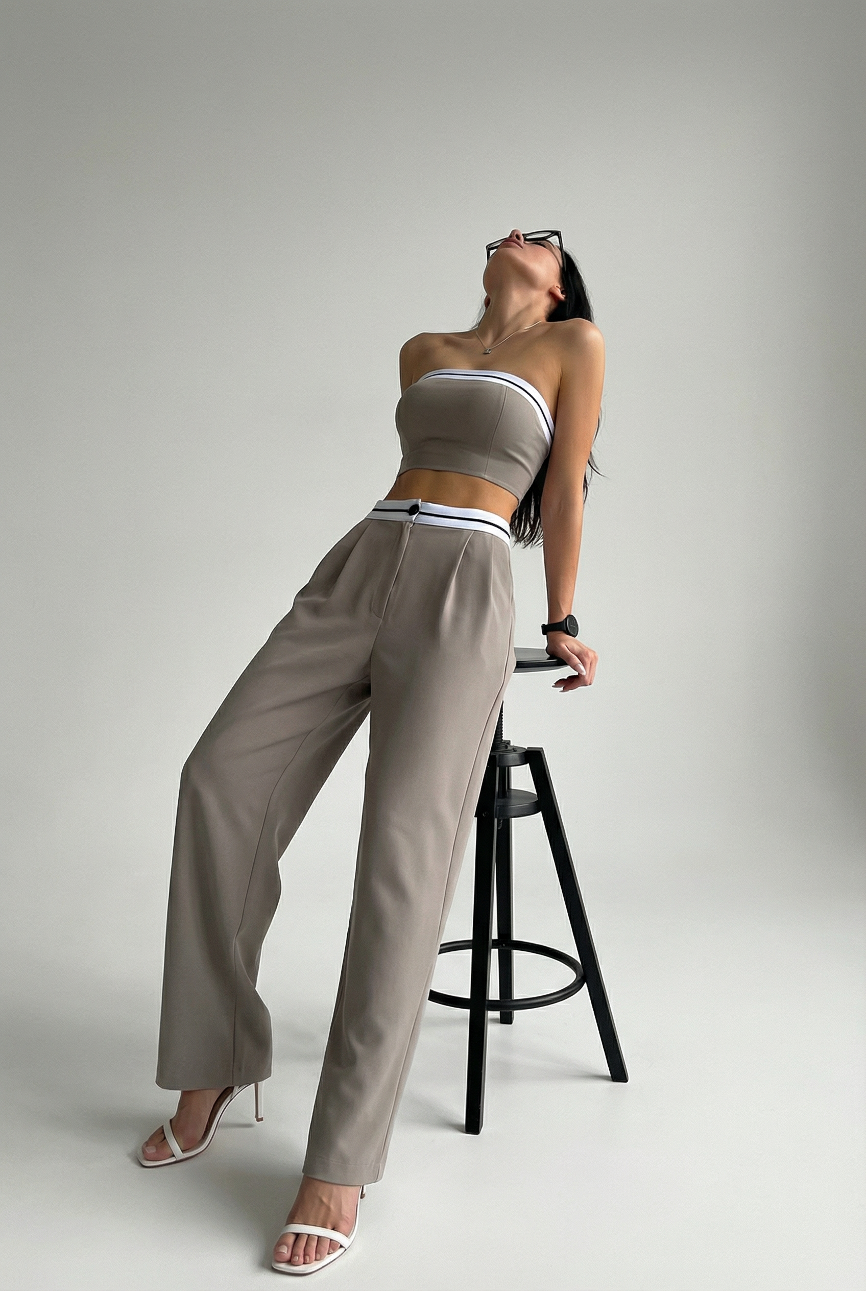 Taupe Contrast Bandeau Co-ord Set