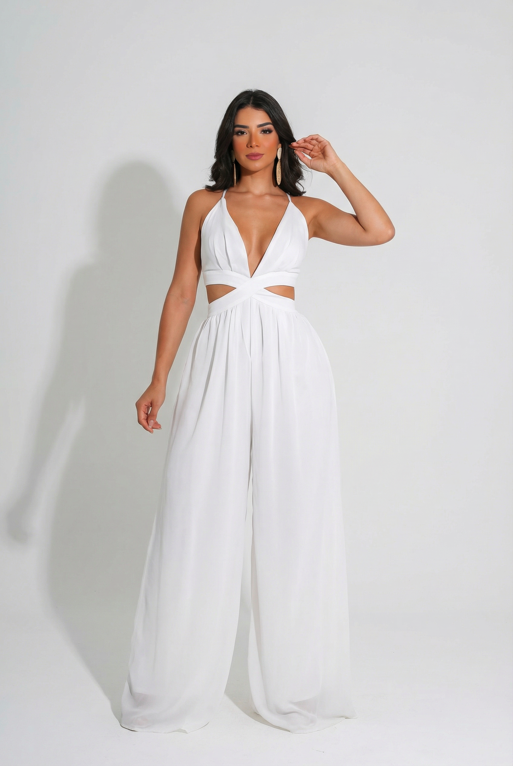 Athena Wide-Leg Halter Jumpsuit