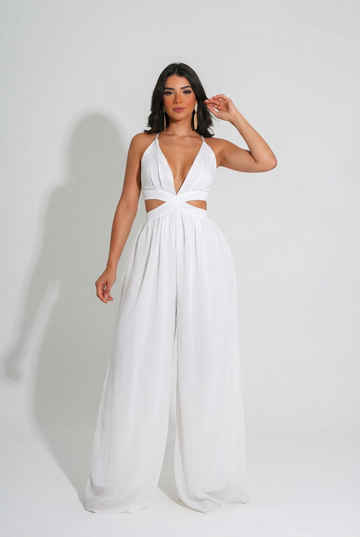 Athena Wide-Leg Halter Jumpsuit