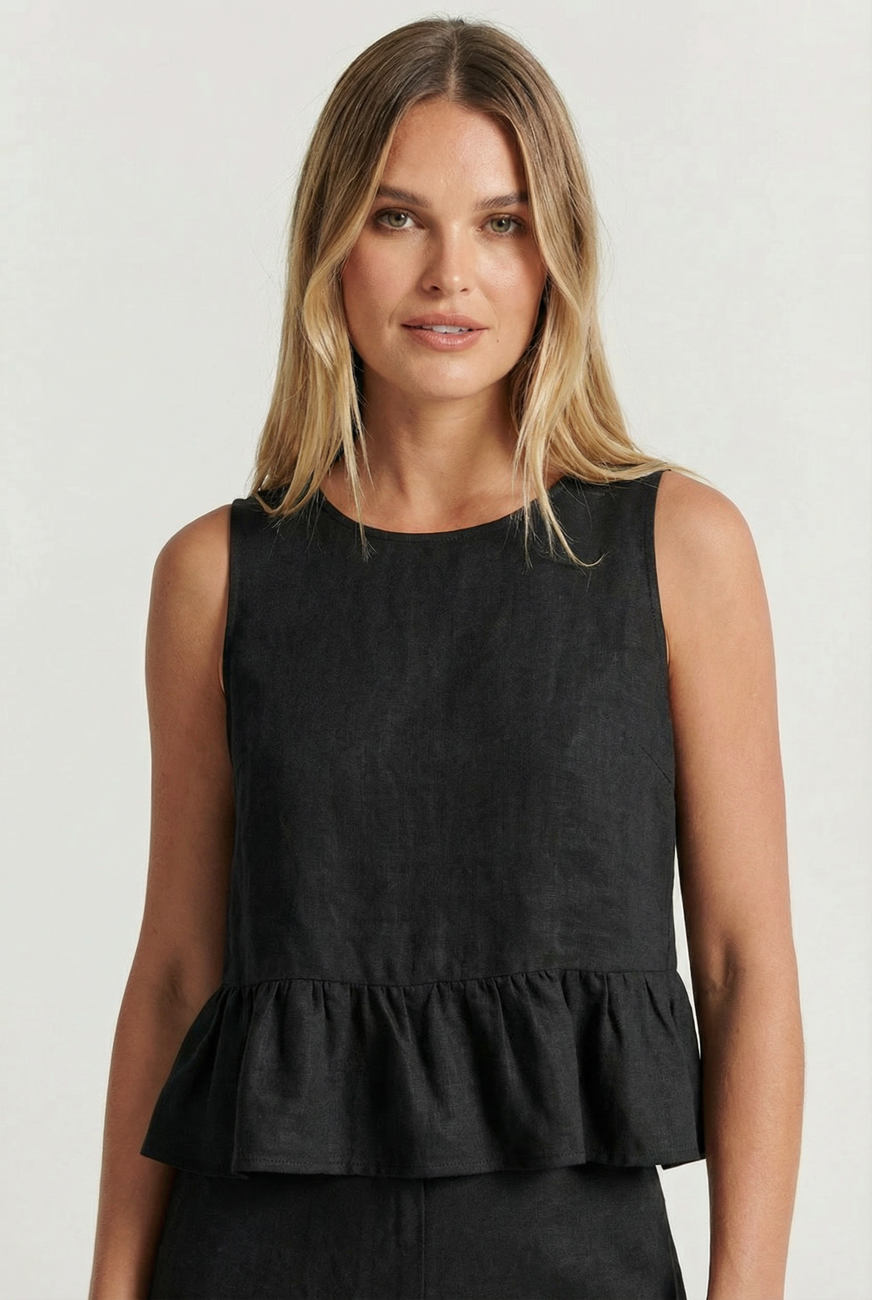 Noir Linen Peplum Co-ord Set