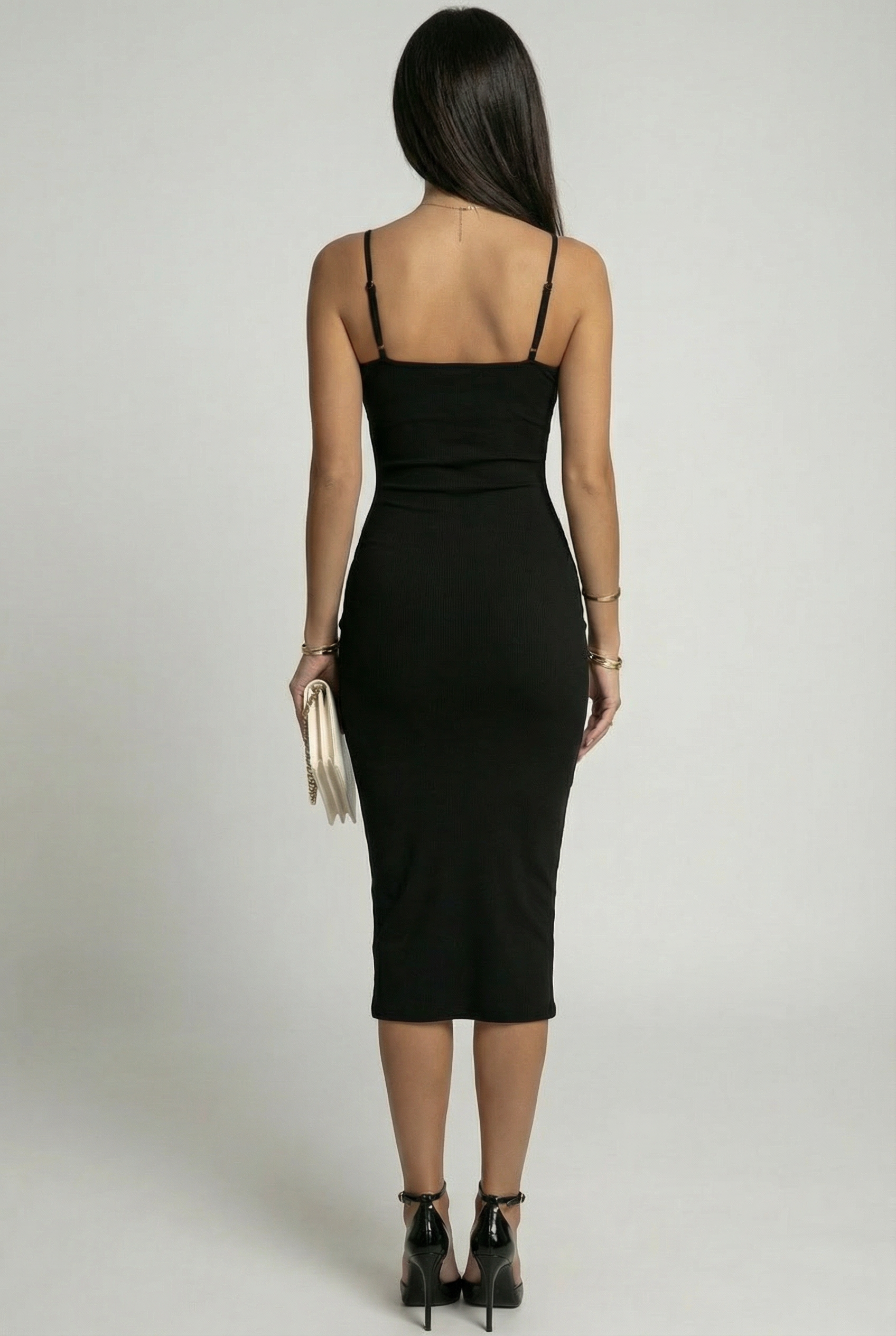 Noir Strappy Cut-Out Midi Dress