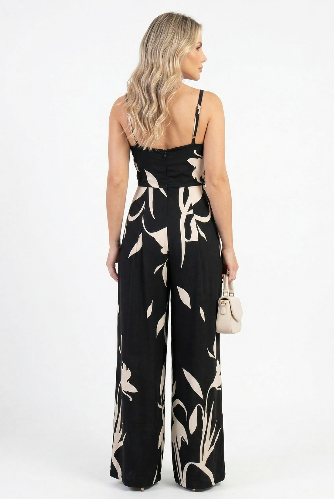 Noir Botanical Cowl Jumpsuit
