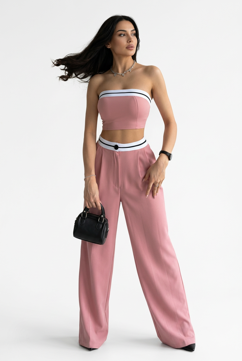 Mauve Contrast Trim Co-ord Set