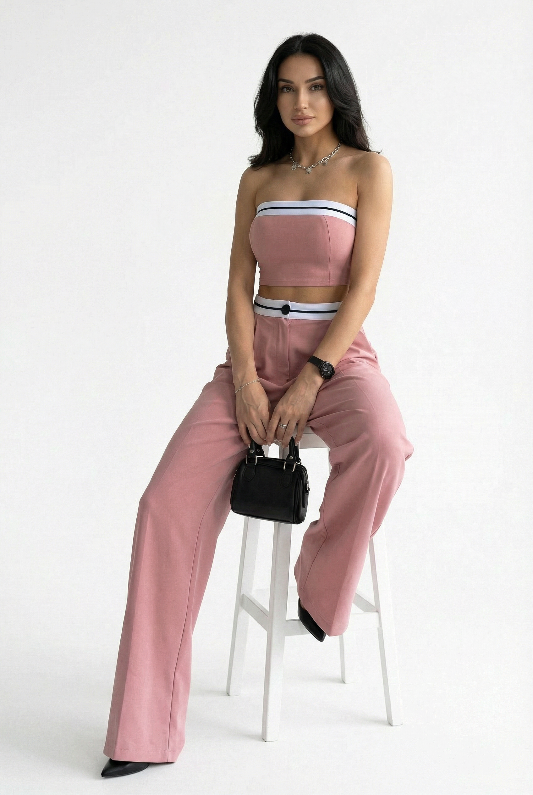 Mauve Contrast Trim Co-ord Set