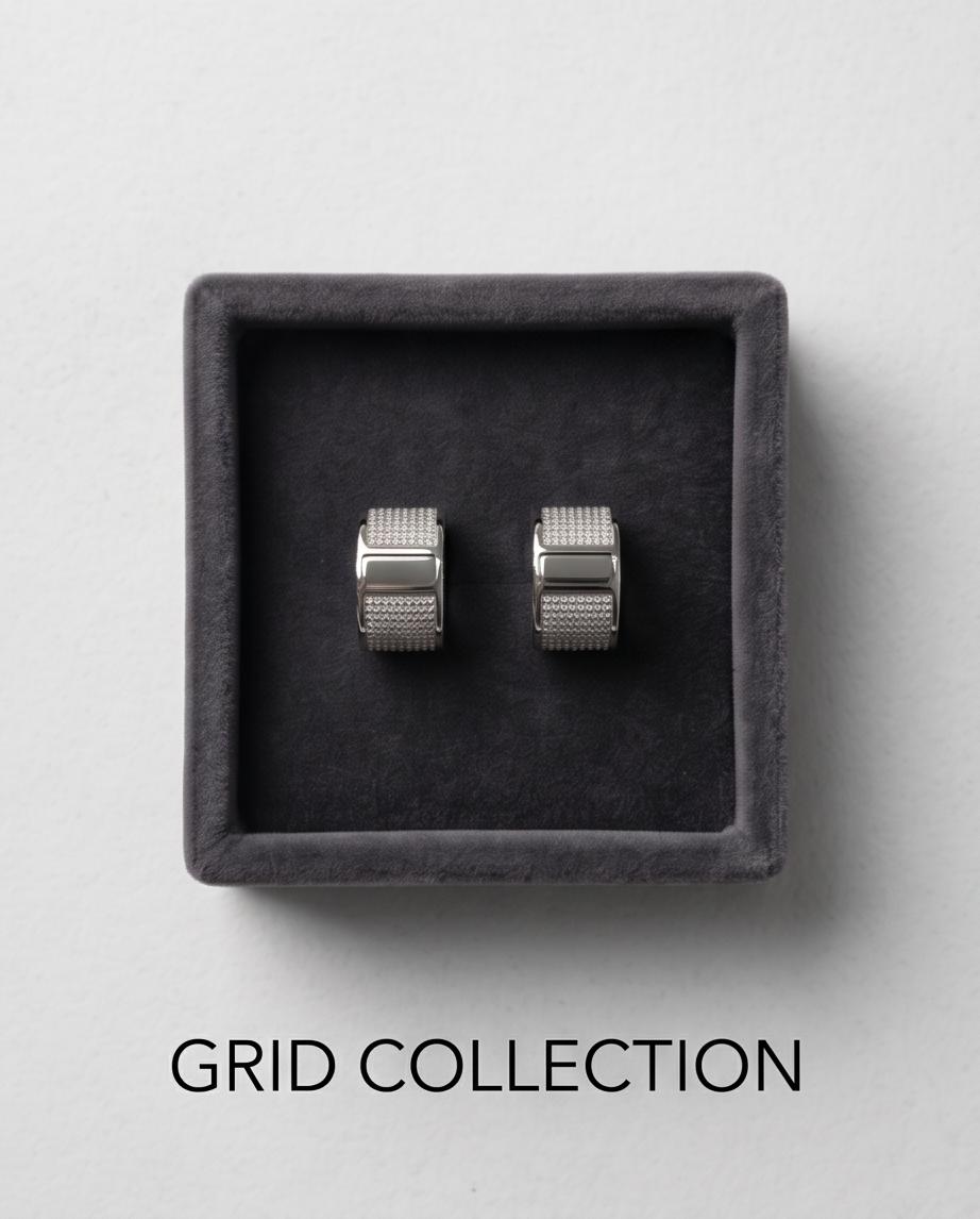 Modern Silver‑Tone Pavé Hoop Earrings – Fashion Jewelry