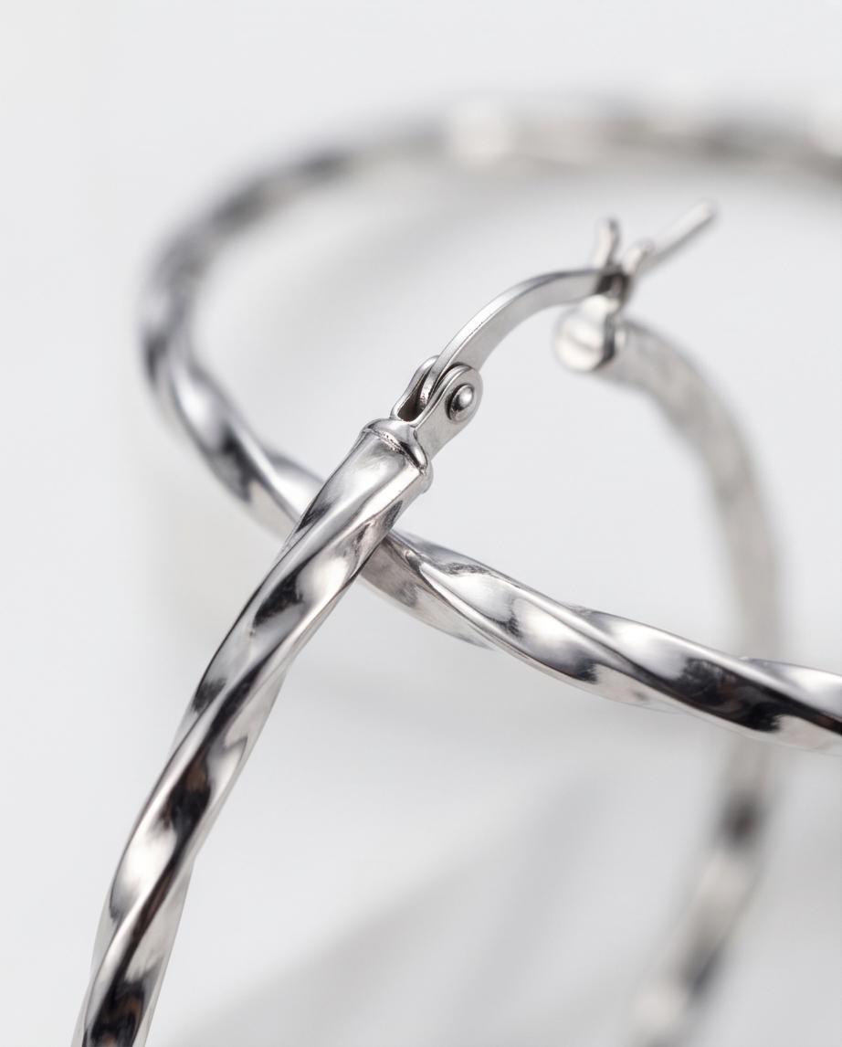 Elegant Silver‑Tone Textured Hoop Earrings – Fashion Jewelry