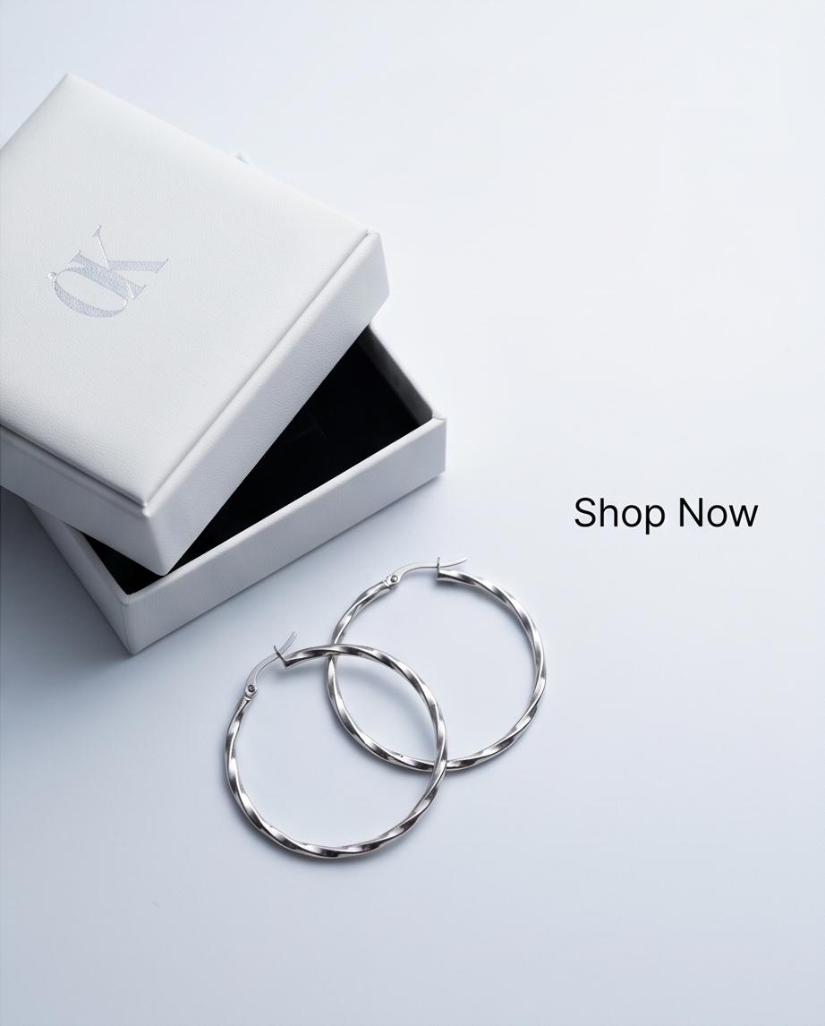 Elegant Silver‑Tone Textured Hoop Earrings – Fashion Jewelry