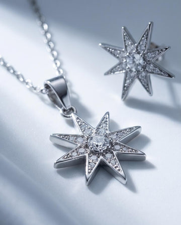 A radiant silver‑tone star necklace