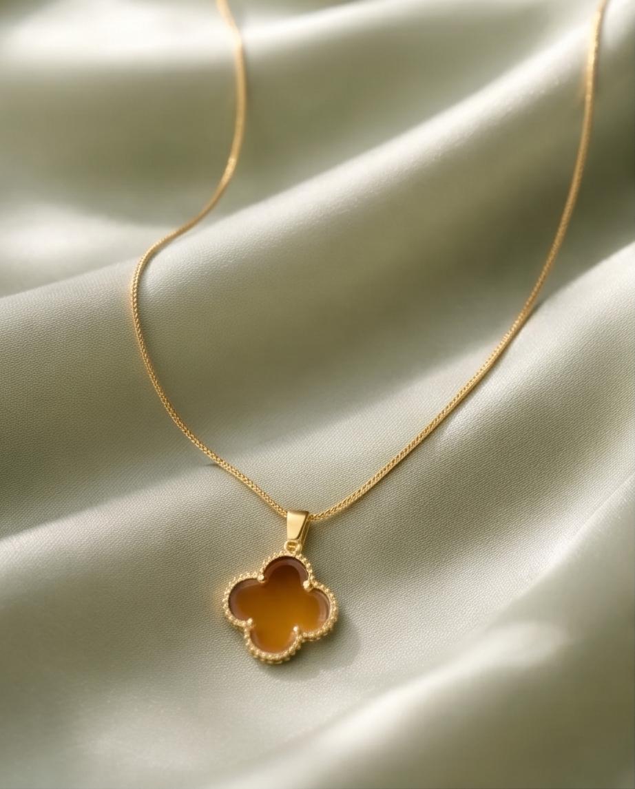 Gold‑Tone Clover Pendant Necklace