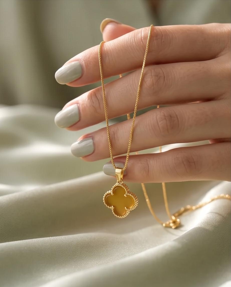Gold‑Tone Clover Pendant Necklace