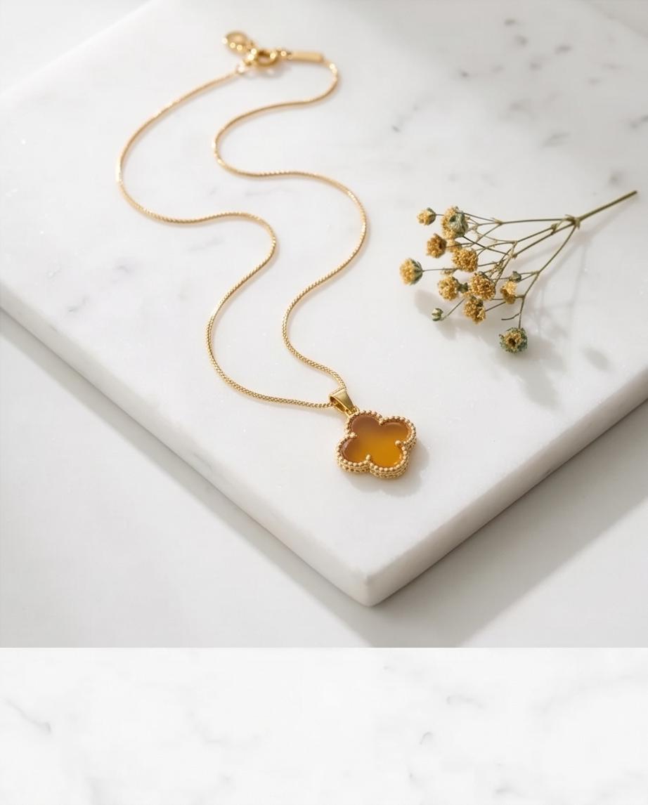Gold‑Tone Clover Pendant Necklace
