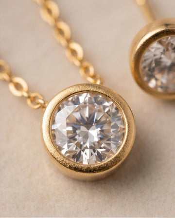 Gold‑Tone Solitaire Pendant Necklace & Stud Earrings Set