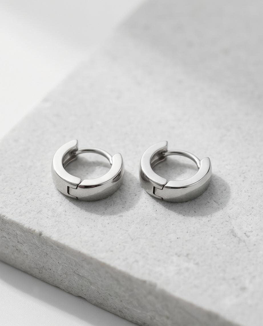 Little/ Small/ Tiny Silver‑Tone Huggie Hoop Earrings
