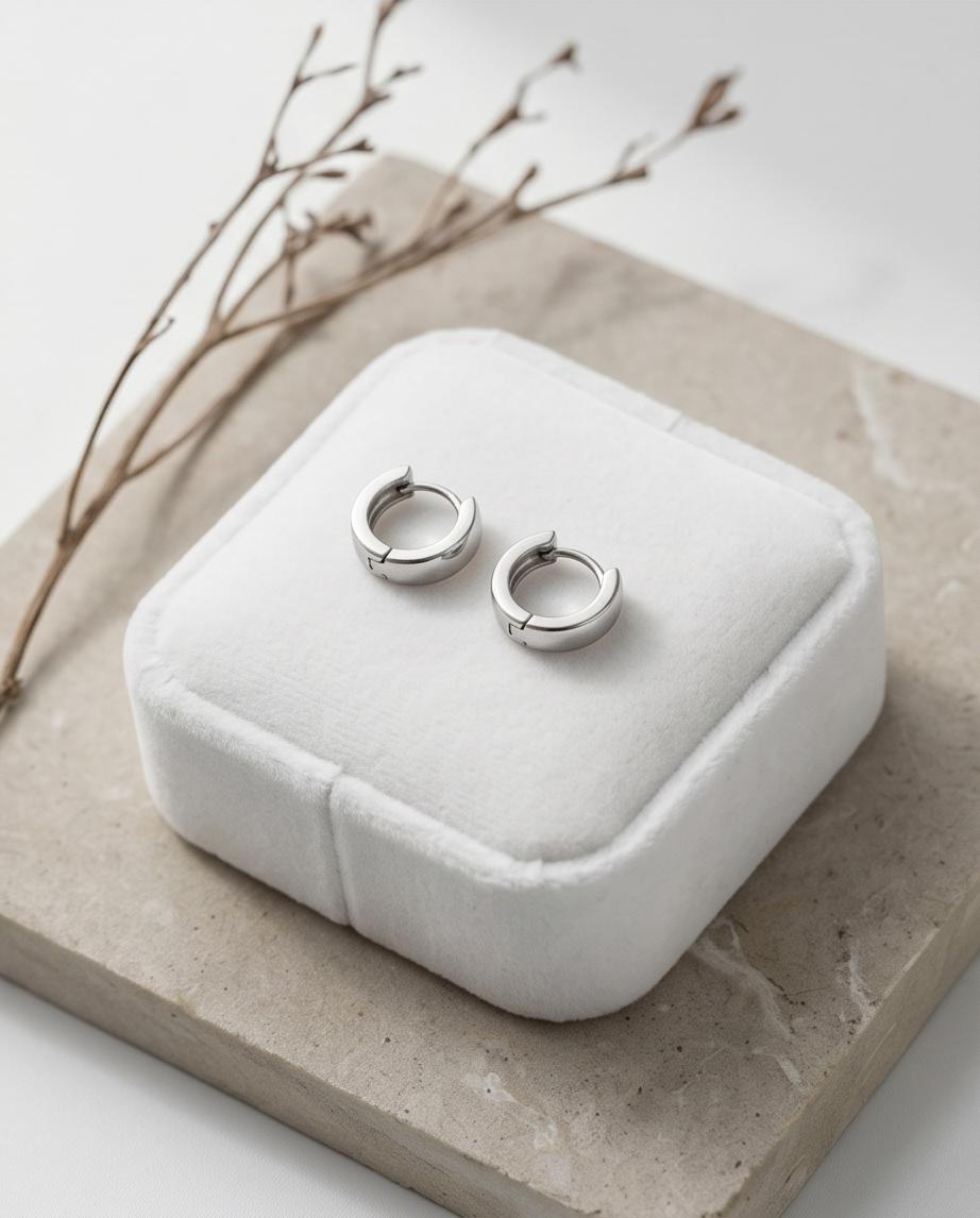 Little/ Small/ Tiny Silver‑Tone Huggie Hoop Earrings