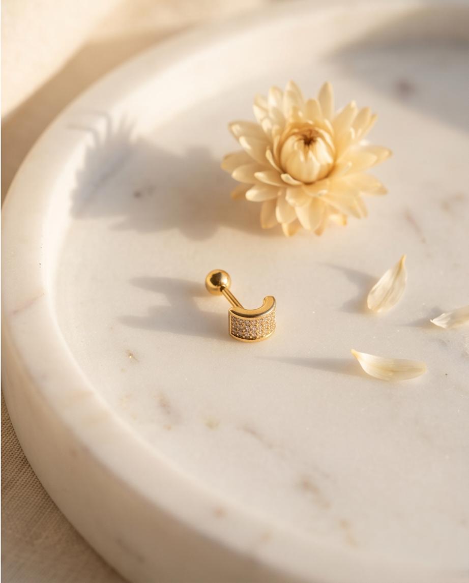 Little_ Small_ Tiny Gold Pavé Cartilage Ear Cuff – Minimalist Luxury Design