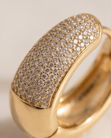 Pavé Cristal Gold-Tone Hoop Earrings