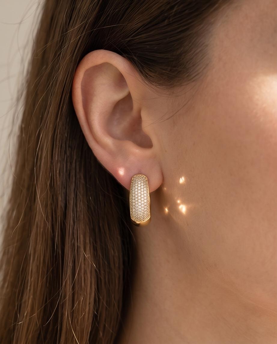 Pavé Cristal Gold-Tone Hoop Earrings