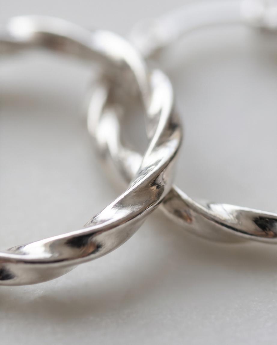 Twisted Sterling Silver-Tone Hoop Earrings