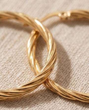 Twisted Sterling Gold-Tone Hoop Earrings