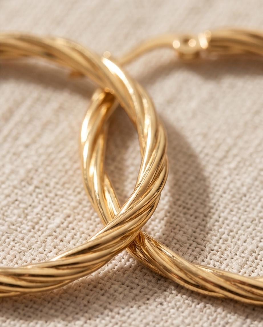 Twisted Sterling Gold-Tone Hoop Earrings
