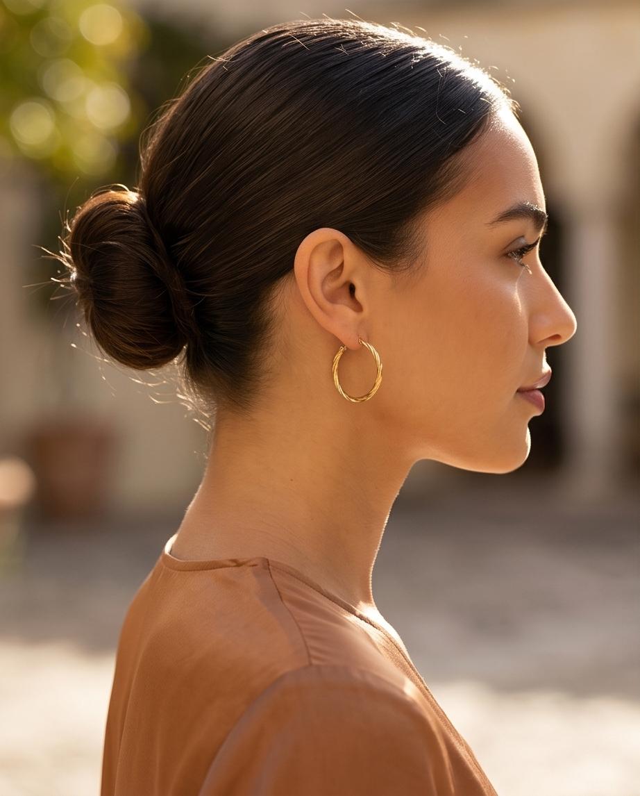 Twisted Sterling Gold-Tone Hoop Earrings