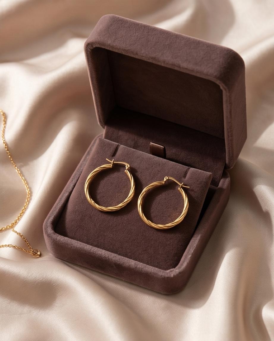 Twisted Sterling Gold-Tone Hoop Earrings