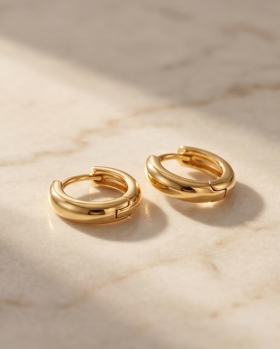 Little/Small/ Tiny Classic Polished Gold-Tone Hoop Earrings
