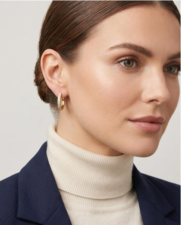 Pavé Crystal Gold-Tone Hoop Earrings