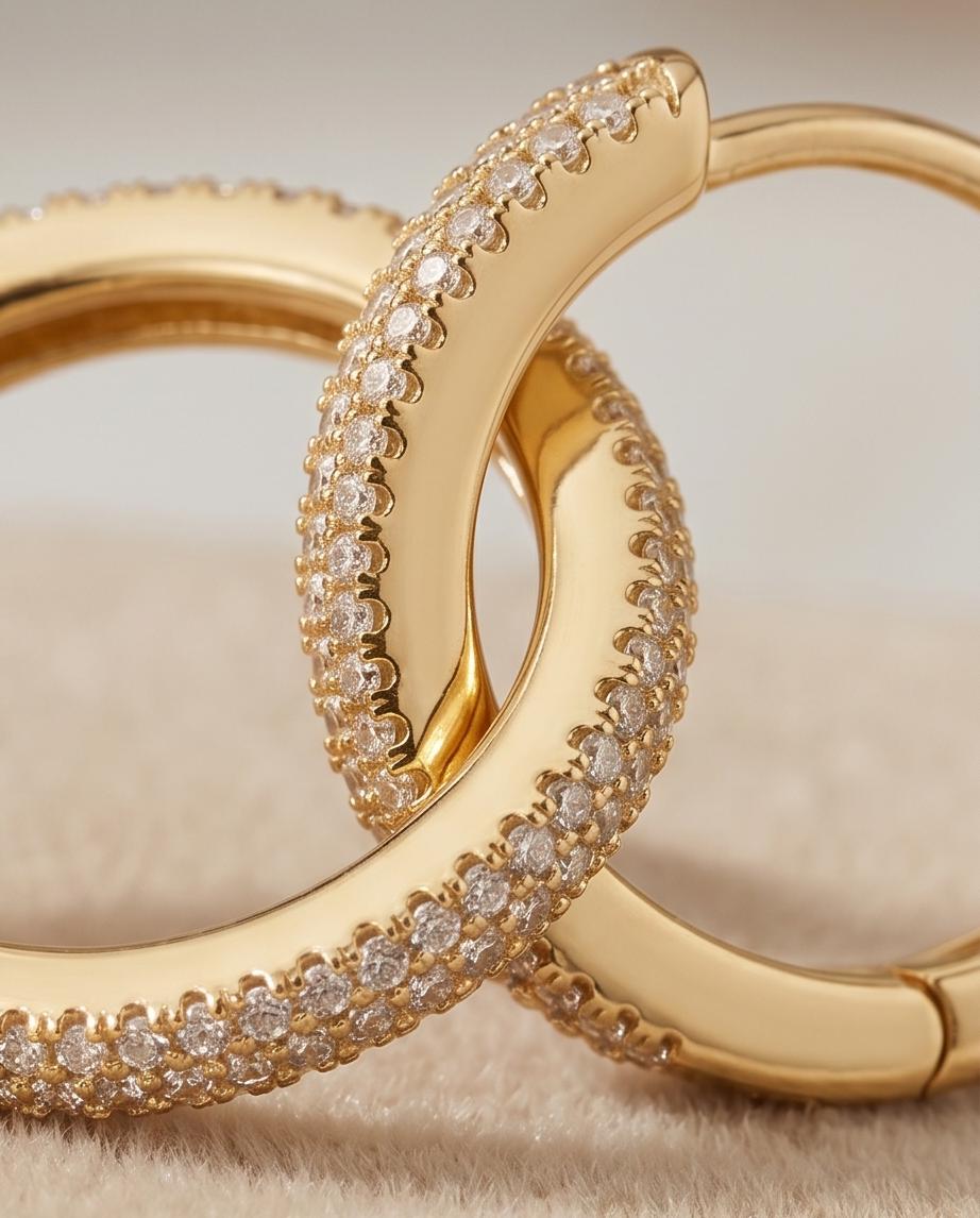 Pavé Crystal Gold-Tone Hoop Earrings
