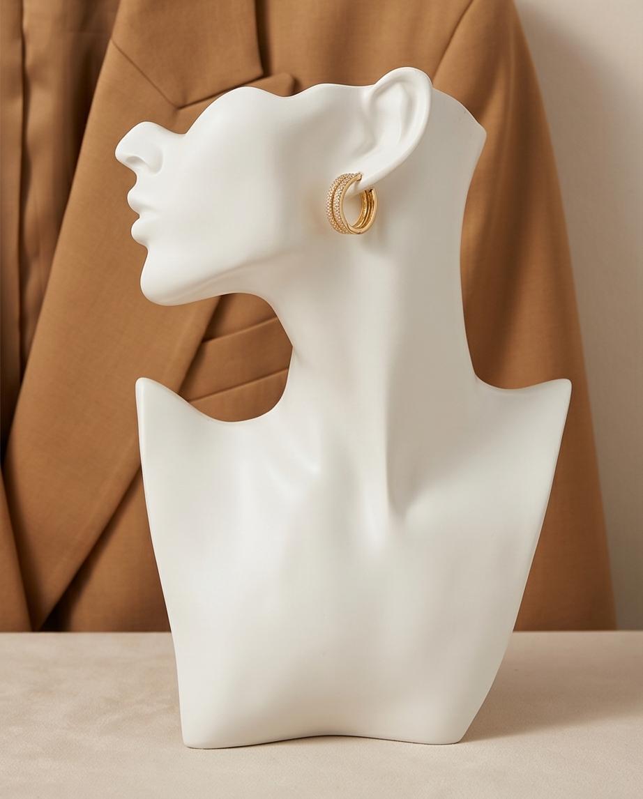 Pavé Crystal Gold-Tone Hoop Earrings