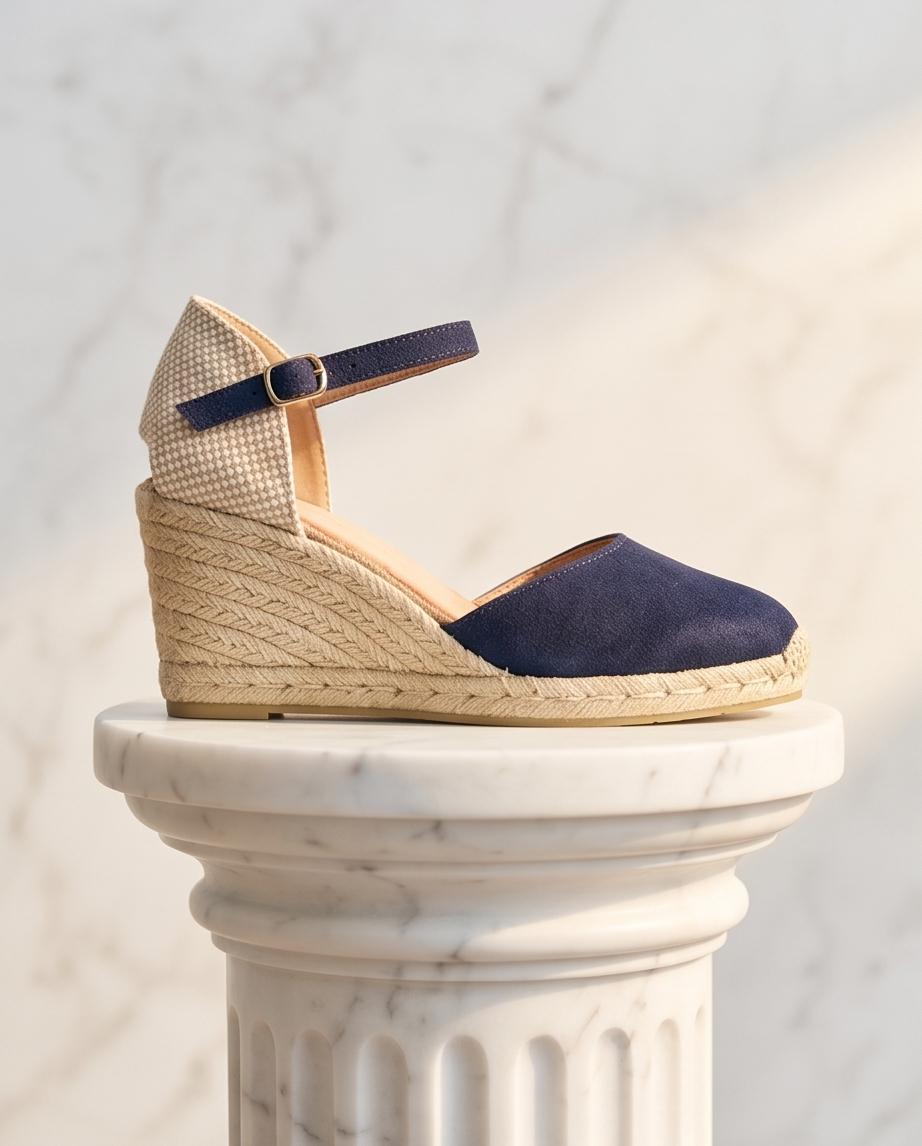 Navy Espadrille Wedge Sandals