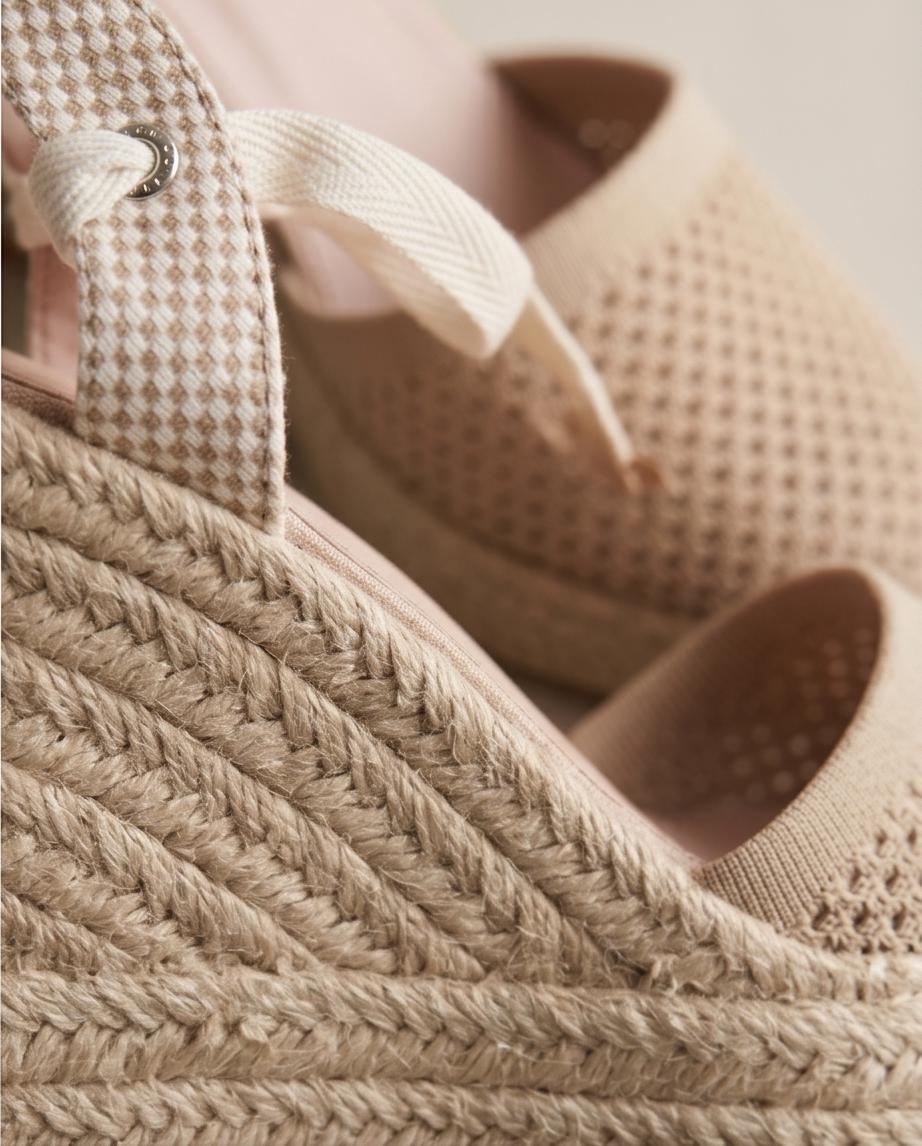 Beige Espadrille Wedge Sandals