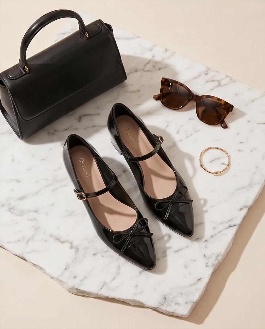 Black Patent Mary Jane Block‑Heel Pumps